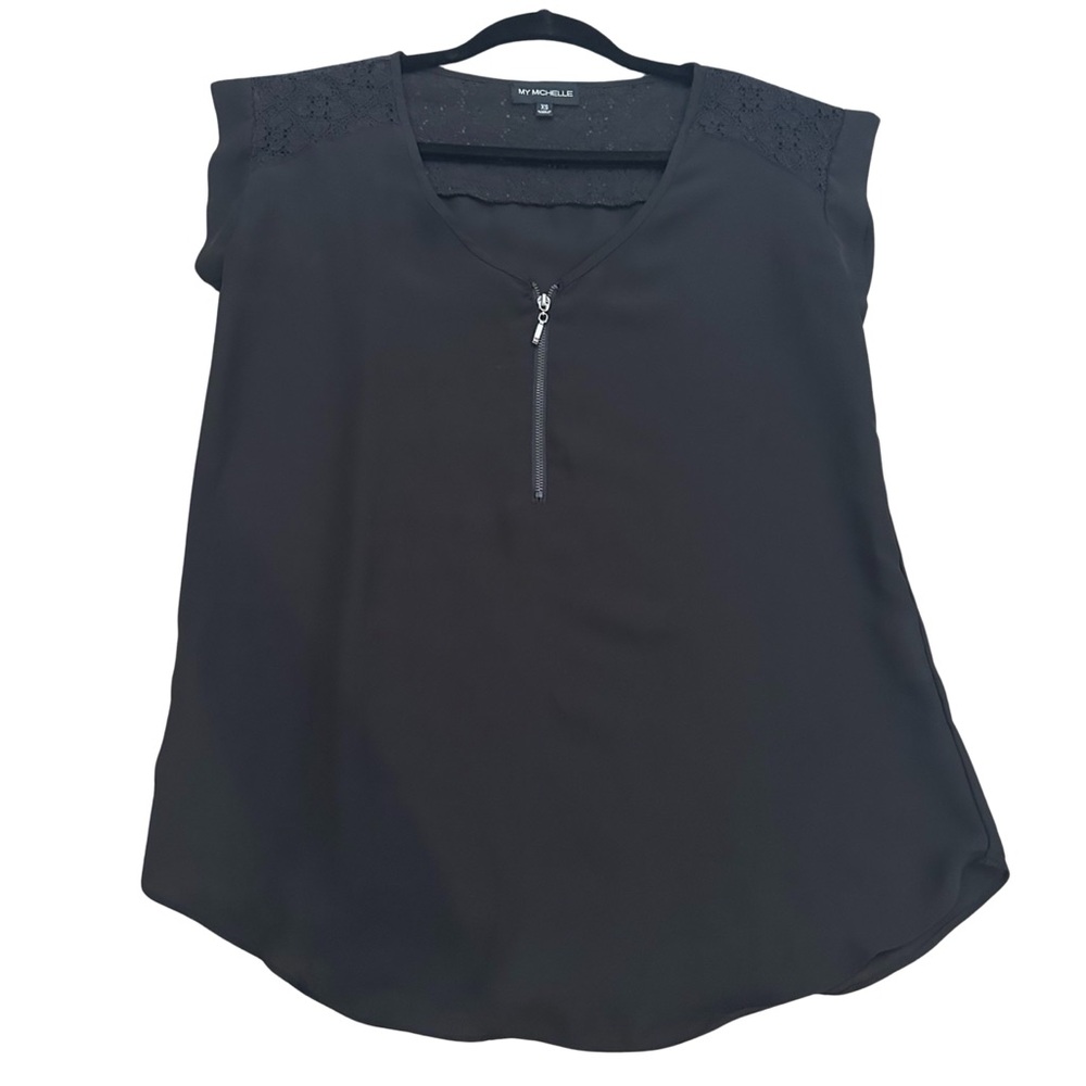 My Michelle Zip Front Blouse